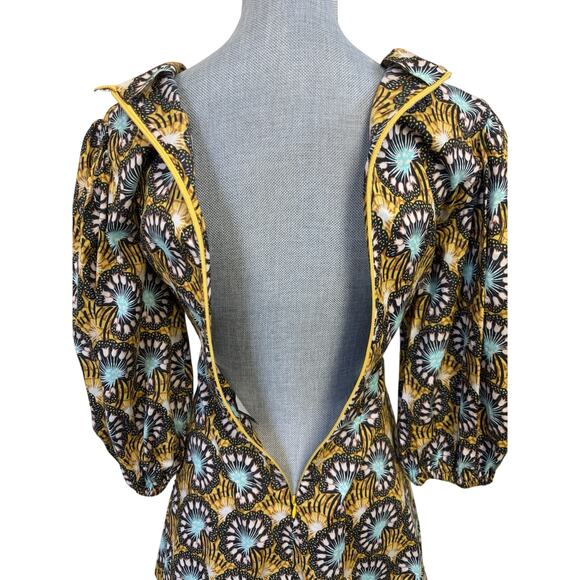 Alexis Yellow Orissa Side Cut Out Puff Sleeve Mini Dress Size Small Wedding - Picture 8 of 9